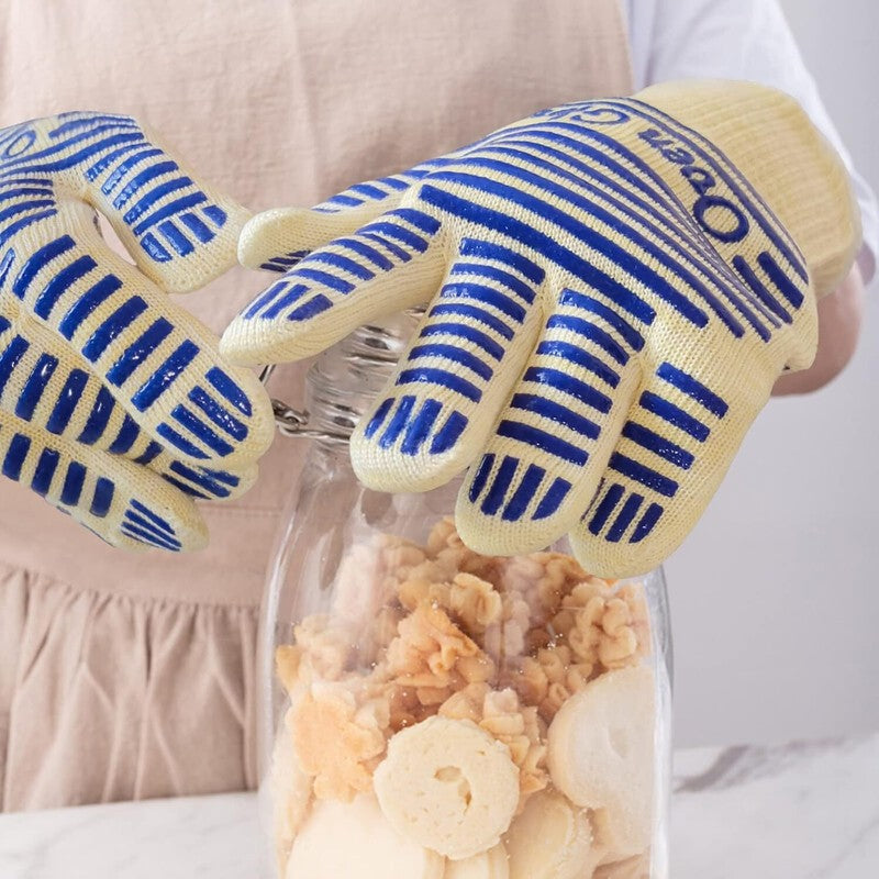 Oven Gloves, Heat Resistant 540 Degrees Grilling Gloves, Hot Surface Handler Non-Slip Silicone Oven Mitts with Fingers, BBQ Gloves for Cooking/Kitchen/Baking, Pack of 2 : Patio, Lawn & Garden