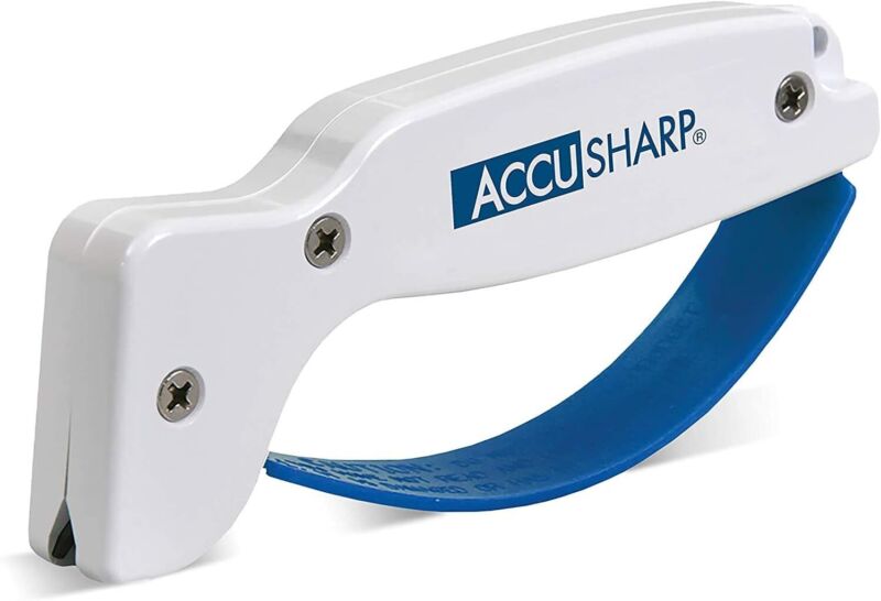 AccuSharp Knife Sharpener, Ergonomic Comfortable Handle, Compact & Easy to Use, Restore and Hone Straight & Serrated Knives, White : Home & Kitchen