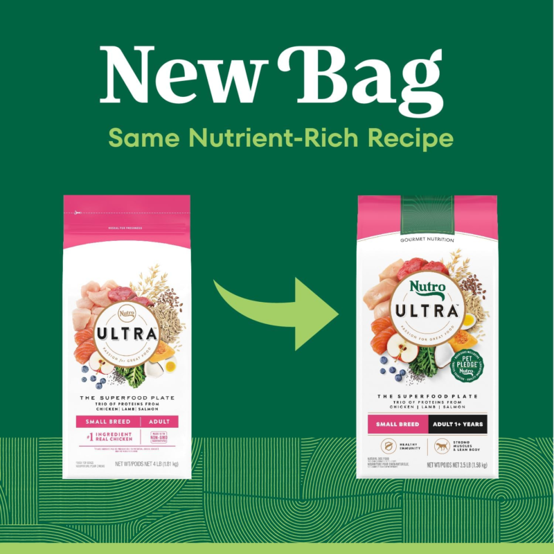 Nutro Ultra Adult Small Breed Dry Dog Food, Chicken, Lamb and Salmon Protein Trio, 3.5 lb. Bag : Pet Supplies