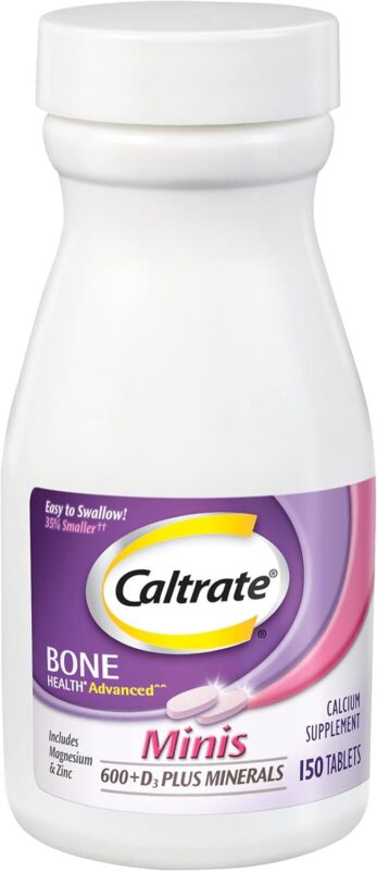 Caltrate Minis 600 Plus D3 Plus Minerals Calcium and Vitamin D Supplement Tablets, Bone Health and Mineral Supplement for Adults - 150 Count : Health & Household