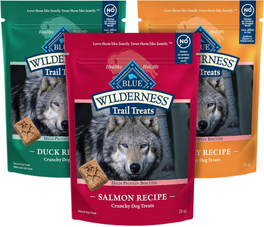 Blue Buffalo Wilderness Variety Pack Dog Treats Made with Natural Ingredients Duck Turkey & Salmon