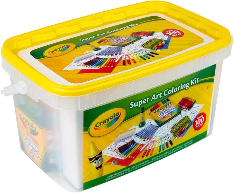 Crayola Super Art Coloring Kit (100+ Pcs), Arts & Crafts Set for Kids, Coloring Supplies, Arts & Crafts Set, Gifts for Kids [Amazon Exclusive] : Toys & Games