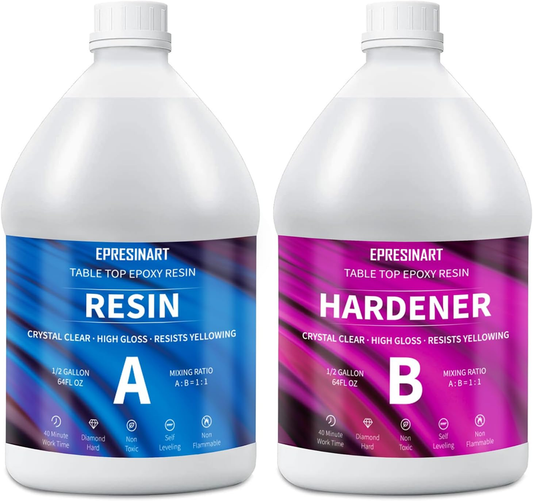 Epoxy Resin 1 Gallon Kit, Crystal Clear Epoxy Resin High Gloss, Easy Mix 1:1 Bubbles Free Art Resin for Coating and Casting, Countertop, Table Top, River Tables, Jewelry, Craft DIY, Molds