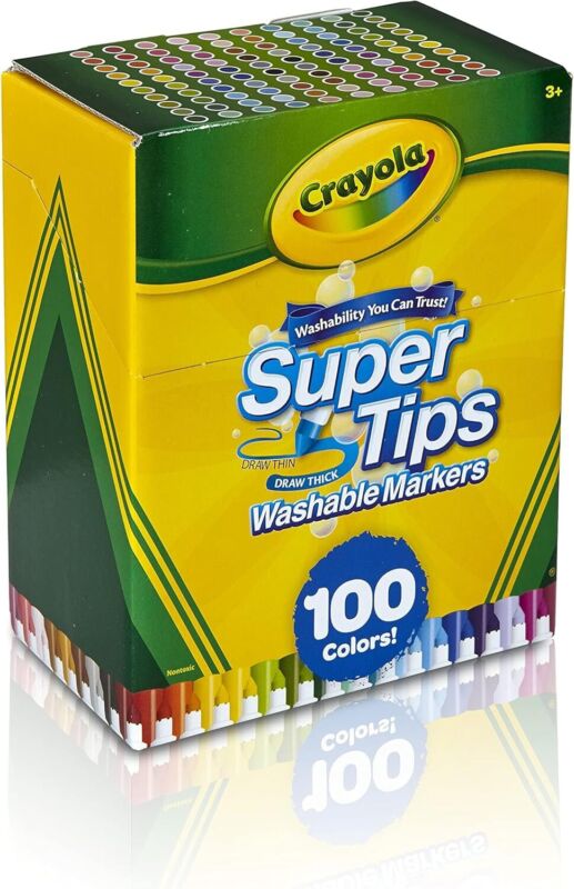 Crayola Super Tips Marker Set 100ct Washable Fine Point Markers for Kids & Adult