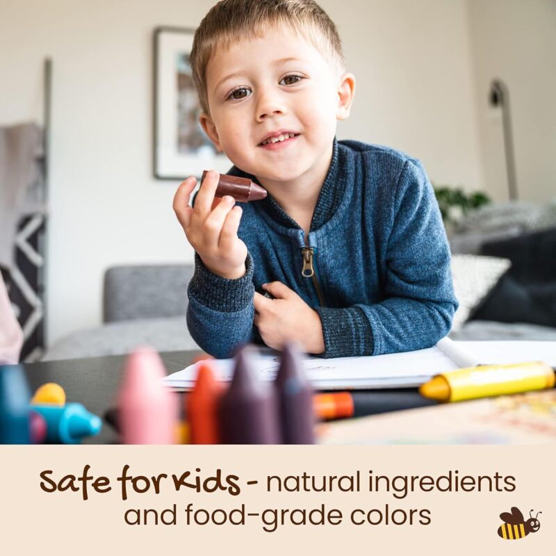 Honeysticks 100% Pure Beeswax Crayons (12 Pack) - Non Toxic Crayons, Safe for Babies and Toddlers, for 1 Year Plus, Handmade in New Zealand with Natural Beeswax, Food-Grade Colors, Eco-Friendly : Toys & Games