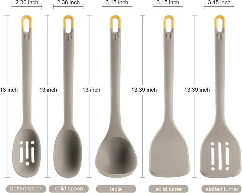 MOACC Silicone Kitchen Utensils Set 13" Heat Resistant BPA-Free Nonstick Light G