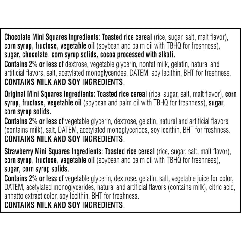Rice Krispies Treats Mini Crispy Marshmallow Squares, Kids Snacks, Lunch Snacks, Variety Pack, 20.1oz Box (52 Bars)