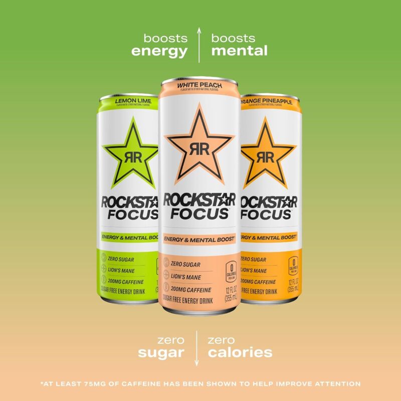 Rockstar Focus, Mixed Berry, 12 Fl Oz Cans (Pack of 12) : Grocery & Gourmet Food