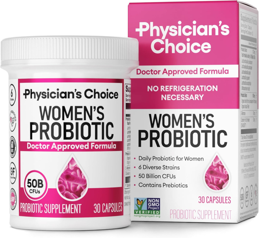 Physician's CHOICE Probiotics for Women - PH Balance, Digestive, UT, & Feminine Health - 50 Billion CFU - 6 Unique Strains for Her - Organic Prebiotics, Cranberry Extract+ - Women Probiotic - 30 CT : Health & Household