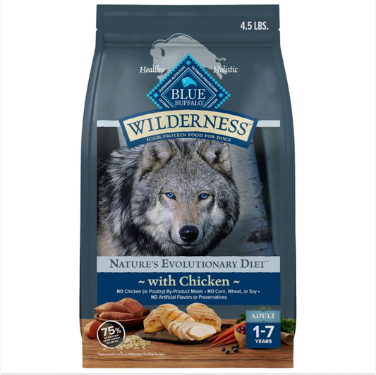 Blue Buffalo Wilderness Adult High-Protein Dry Dog Food Wholesome Grains Natural Ingredients : Pet Supplies