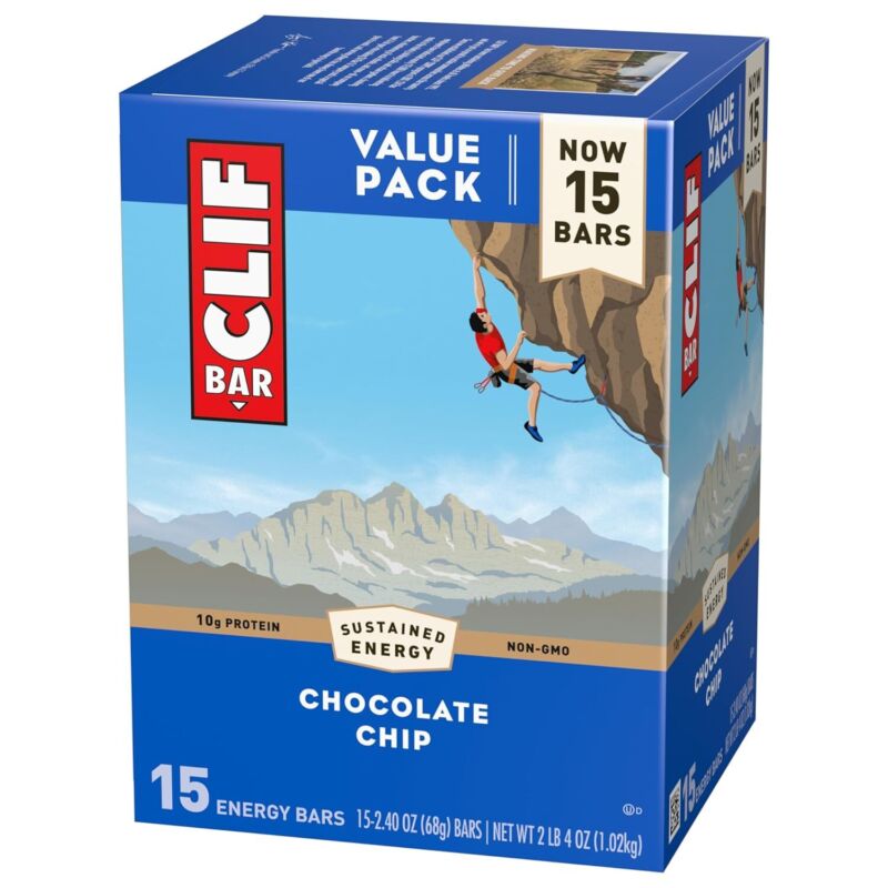 CLIF BAR - Chocolate Chip - Made with Organic Oats - Energy Bars - Non-GMO - Plant Based Protein Bars (15 Pack) : Health & Household