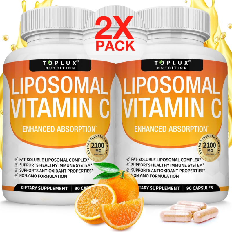 Liposomal Vitamin C 2100mg High Absorption Fat Soluble VIT C - Immune Support Collagen Booster Immunity Defense & Powerful Antioxidant, MCT Oil & Sunflower Lecithin, Acsorbic Acid, Vegan Non-GMO : Health & Household