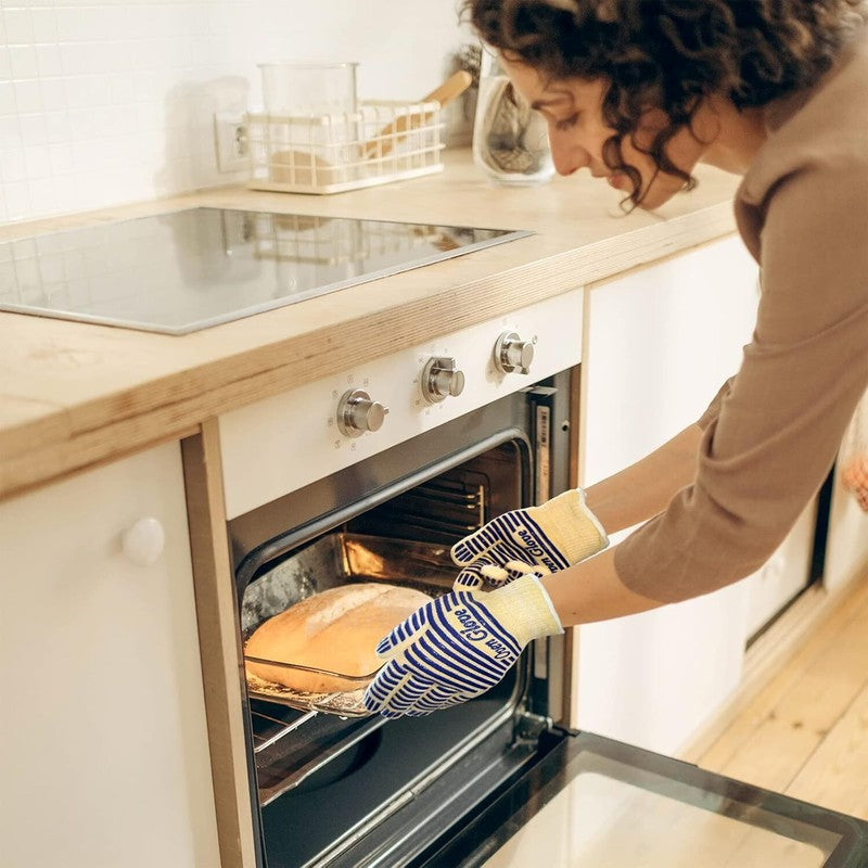 Oven Gloves, Heat Resistant 540 Degrees Grilling Gloves, Hot Surface Handler Non-Slip Silicone Oven Mitts with Fingers, BBQ Gloves for Cooking/Kitchen/Baking, Pack of 2 : Patio, Lawn & Garden