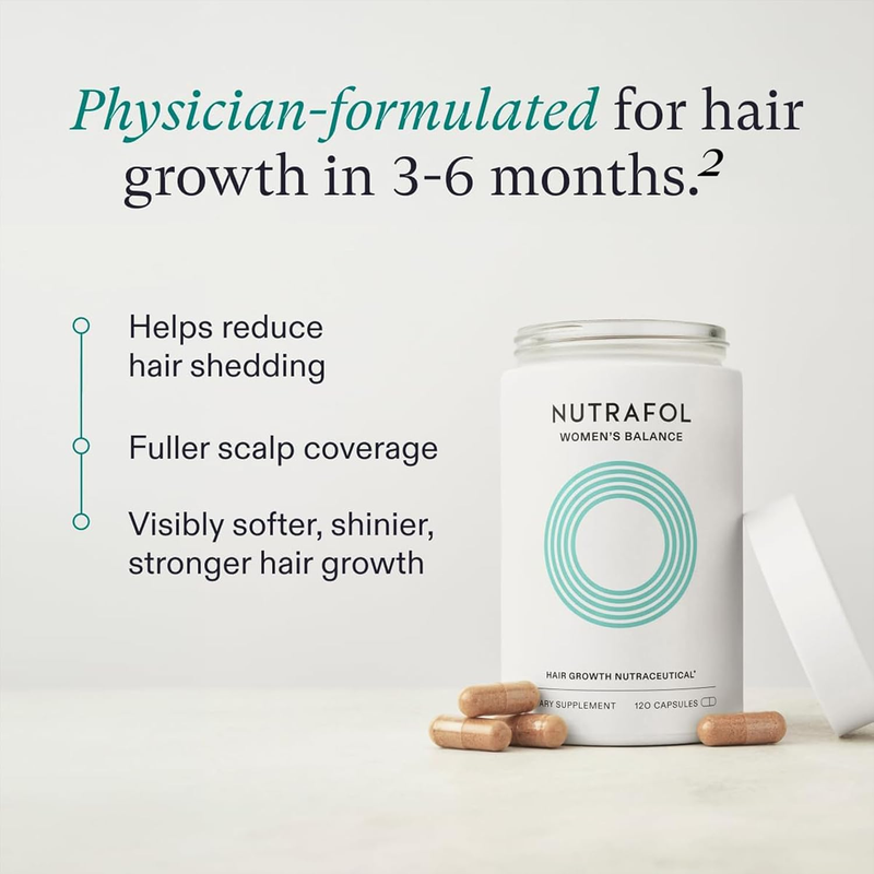 Nutrafol Women's Balance Hair Growth Supplements, Ages 45 and Up, Clinically Proven for Visibly Thicker Hair and Scalp Coverage, Dermatologist Recommended - 1 Month Supply : Beauty & Personal Care