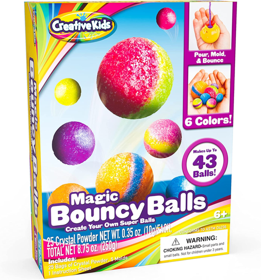 Creative Kids Magic Bouncy Balls - DIY STEM Toys - Science Kit for Kids - 25 Multicolor Bags & 5 Molds Makes Up to 43 Balls : Toys & Games
