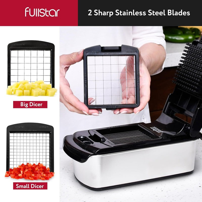 Fullstar Vegetable Chopper and Spiralizer - Food Chopper with Container, Fruit Slicer, Kitchen Gadgets & Accessories, Home Essentials (9 in 1, Stainless Steel): Home & Kitchen