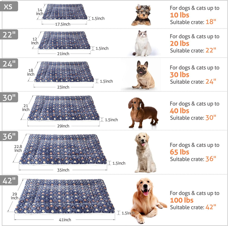 Mora Pets Dog Bed Crate Pad Ultra Soft Pet Bed with Cute Star Print Washable Crate Mat for Large Medium Small Dogs Reversible Fleece Dog Crate Kennel Mat Cat Bed Liner 23 x 18 inch Dark Blue : Pet Supplies