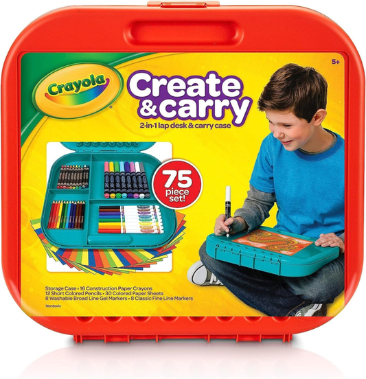 Crayola Create 'N Carry Art Set (75pcs), 2-in-1 Lap Desk & Carrying Case, Art Kit for Kids Crafts, Drawing & Coloring Supplies, Easter Gifts for Kids : Toys & Games