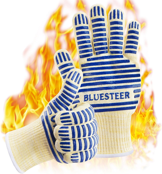 Oven Gloves, Heat Resistant 540 Degrees Grilling Gloves, Hot Surface Handler Non-Slip Silicone Oven Mitts with Fingers, BBQ Gloves for Cooking/Kitchen/Baking, Pack of 2 : Patio, Lawn & Garden