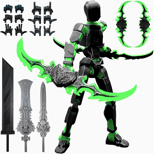 T13 (Assembly Completed) 3D Printed Action Figure,Dummy 13 Robot Action Figure, T13 Collectible Action Figure Articulated, for Collectors Desktop Decorations, muñeco de acción (Black Green) : Toys & Games