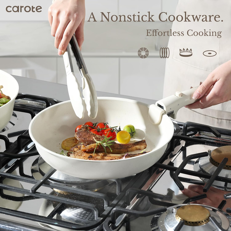 11Pcs Pots and Pans Set, Nonstick Cookware Detachable/Removable Handle, Inductio