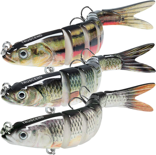 TRUSCEND Fishing Lures for Bass Trout Multi Jointed Swimbaits Slow Sinking Bionic Swimming Lures Bass Freshwater Saltwater Bass Lifelike Fishing Lures Kit : Sports & Outdoors