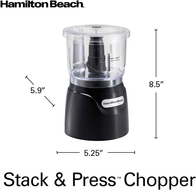Hamilton Beach Electric Vegetable Chopper & Mini Food Processor, 3-Cup, 350 Watts, for Dicing, Mincing, and Puree, Black (72850): Home & Kitchen