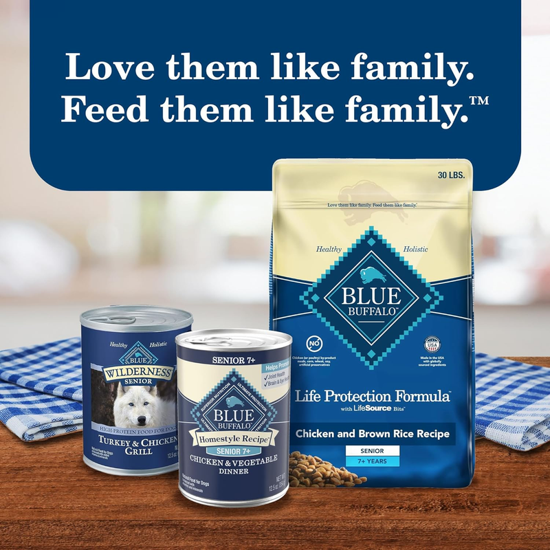 Blue Buffalo Homestyle Recipe Senior Wet Dog Food, Made with Natural Ingredients, Chicken Dinner with Garden Vegetables, 12.5-oz Cans (12 Count): Pet Supplies: Amazon.com