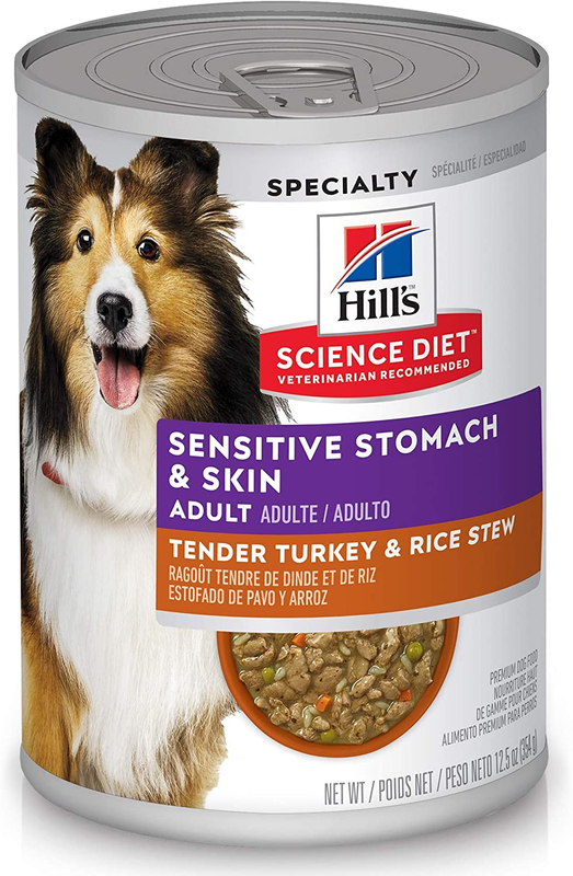 Hill's Science Diet Wet Dog Food, Adult, Sensitive Stomach & Skin, Tender Turkey & Rice Stew, 12.5 Oz Cans (Pack of 12): Pet Supplies: Amazon.com