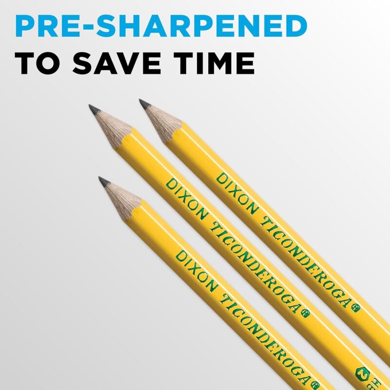Ticonderoga Wood-Cased Pencils, Pre-Sharpened, 2 HB Soft, Yellow, 72 Count : Office Products
