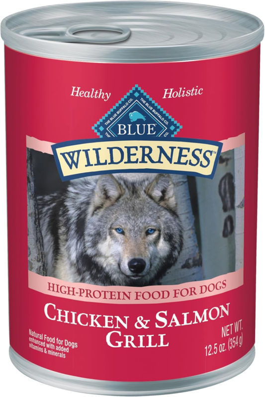 Blue Buffalo Wilderness Adult Wet Dog Food, High-Protein & Grain-Free, Made with Natural Ingredients, Salmon & Chicken Grill, 12.5-oz. Cans, 12 Count: Pet Supplies: Amazon.com