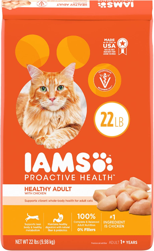 IAMS Proactive Health Healthy Adult Dry Cat Food with Chicken, 22 lb. Bag : Pet Supplies