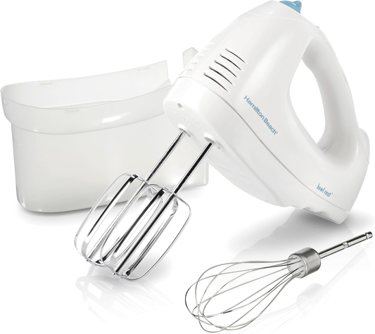 Hamilton Beach 6-Speed Electric Hand Mixer with Whisk, Traditional Beaters, Snap-On Storage Case, 250 Watts, White: Home & Kitchen