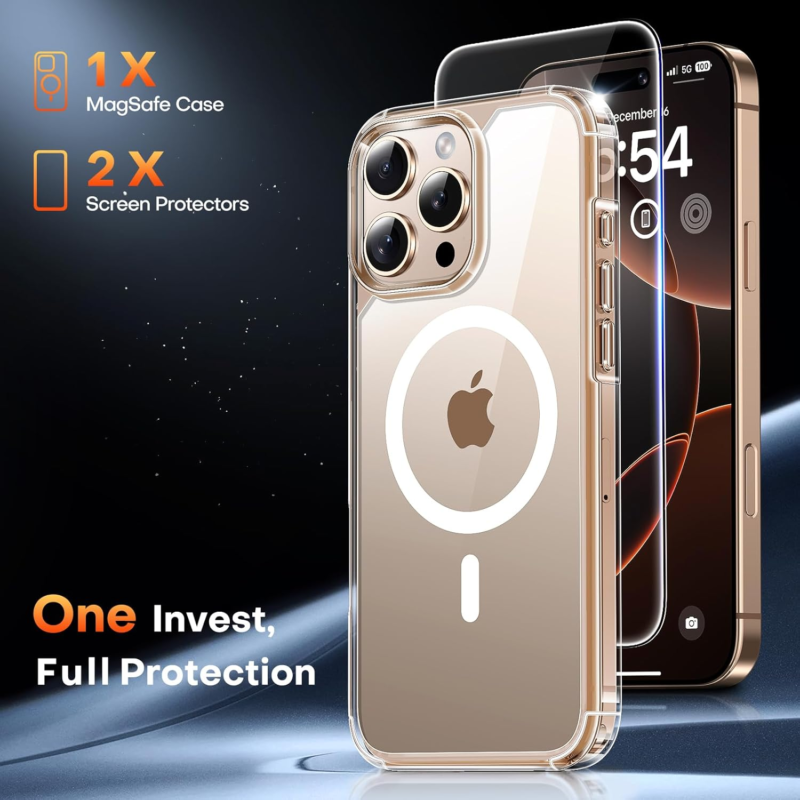 TAURI 3 in 1 for iPhone 16 Pro Max Case, Compatible with MagSafe [Not-Yellowing] with 2X Screen Protectors, Military-Grade Protection, Shockproof Slim Magnetic Case for 16 ProMax 6.9", Clear : Cell Phones & Accessories