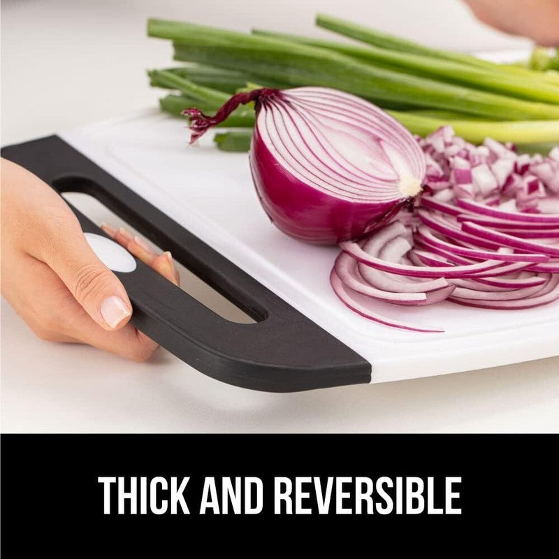GORILLA GRIP 100% BPA-Free Reversible Kitchen Cutting Board Set of 3, Nonporous, Juice Grooves to Catch Liquid, Slip Resistant Handle Border, Dishwasher Safe, Durable Large Food Chopping Boards, Black : Home & Kitchen