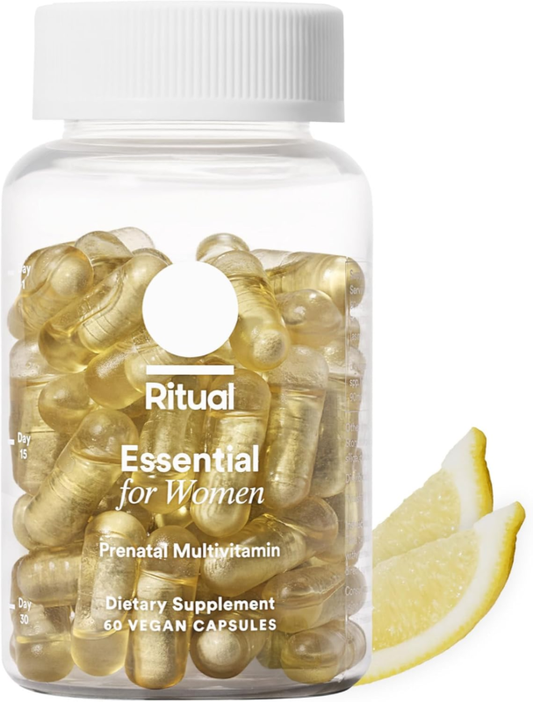 Ritual Essential for Women Prenatal Multivitamin: Folate & Choline for Neural Tube Support, Omega-3 DHA for Fetal Brain Development, Iron, Calcium-Helper D3 & K2, Non-GMO, Vegan, Citrus, 30 Days : Health & Household