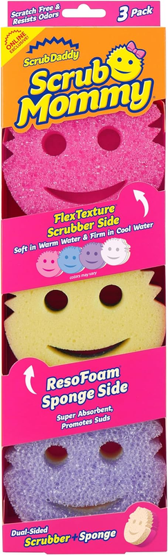 Scrub Daddy Scrub Mommy Sponges - Dish Scrubber + Non-Scratch Cleaning Sponges Kitchen, Bathroom + Multi-Surface Safe - Dual-Sided Dish Sponges for Scrubbing - Online Exclusive (3 Count) : Health & Household