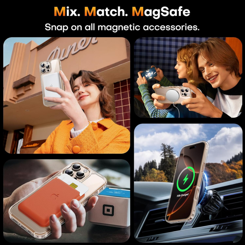 TAURI 3 in 1 for iPhone 16 Pro Max Case, Compatible with MagSafe [Not-Yellowing] with 2X Screen Protectors, Military-Grade Protection, Shockproof Slim Magnetic Case for 16 ProMax 6.9", Clear : Cell Phones & Accessories