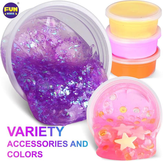 33 Cups Jumbo Slime Kit for Kids, FunKidz Premade Ultimate Slime Pack to DIY Soft, Cloud, Clear, Butter, Glitter, Glow in Dark Slime Making Kit Party Favors Gift Toys for Girls and Boys : Toys & Games