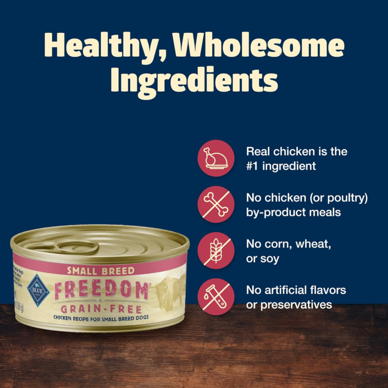 Blue Buffalo Freedom Grain-Free Small Breed Wet Dog Food, Supports High Energy Needs, Made in the USA With Natural Ingredients, Chicken, 5.5-oz Cans ( 24 Count): Wet Pet Food: Pet Supplies: Amazon.com