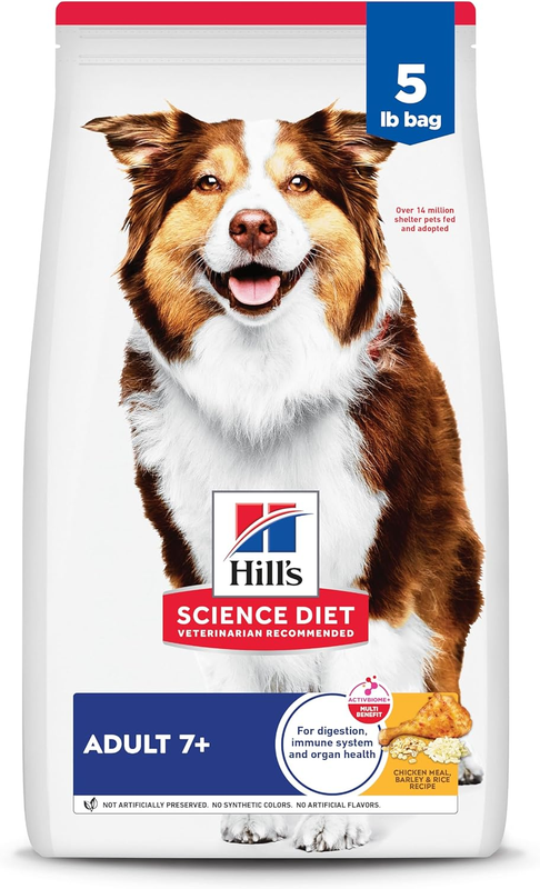 Hill's Science Diet Senior 7+ Chicken Meal, Barley & Brown Rice Recipe Dry Dog Food, 5 lbs. : Pet Supplies