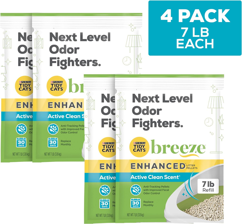 Purina Tidy Cats Scented Litter Pellets, Breeze Enhanced Refill Litter Pellets in Recyclable Box - (Pack of 4) 7 lb. Bags : Pet Supplies