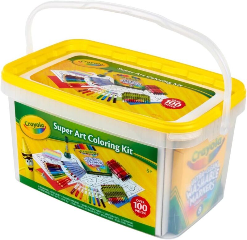 Crayola Super Art Coloring Kit (100+ Pcs), Arts & Crafts Set for Kids, Coloring Supplies, Arts & Crafts Set, Gifts for Kids [Amazon Exclusive] : Toys & Games