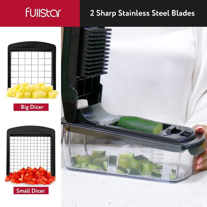 Fullstar Vegetable Chopper and Spiralizer - Food Chopper with Container, Fruit Slicer, Kitchen Gadgets & Accessories, Home Essentials (9 in 1, Black): Home & Kitchen
