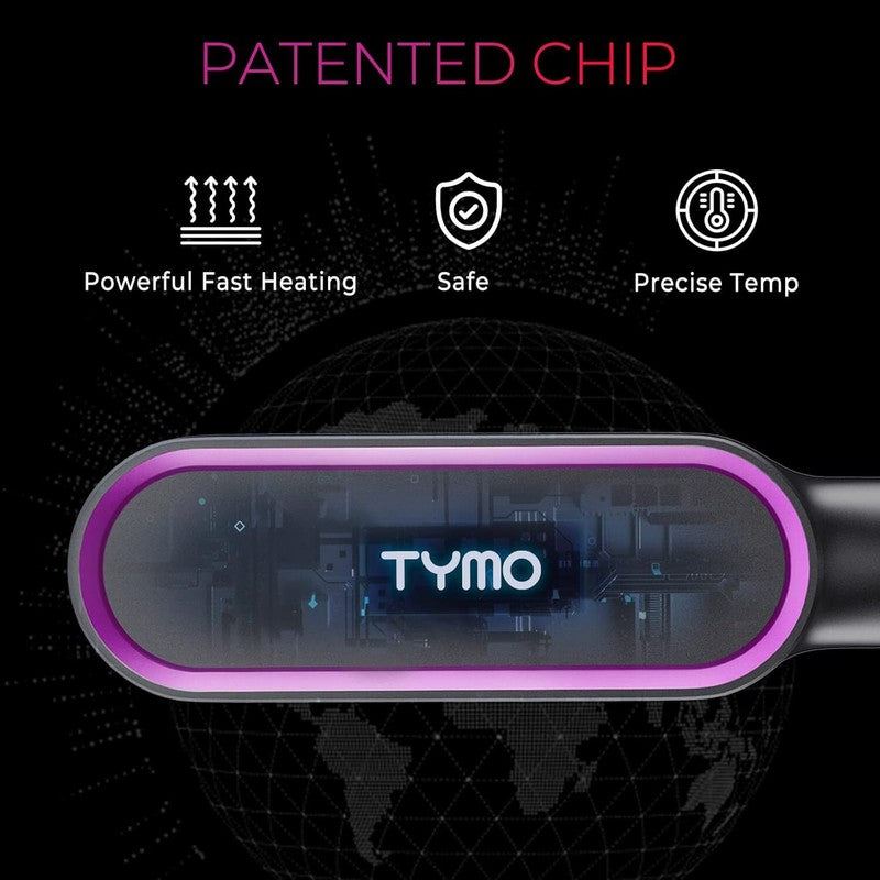 Hair Straightener Brush, TYMO Ring Hair Straightener Comb Straightening Brush for Women with 5 Temps 20s Fast Heating & Dual Voltage, Black : Beauty & Personal Care