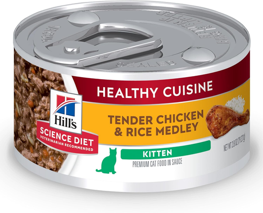 Hill's Science Diet Healthy Cuisine, Kitten, Great Taste, Wet Cat Food, Chicken & Rice Stew, 2.8 oz Can, Case of 24 : Pet Supplies