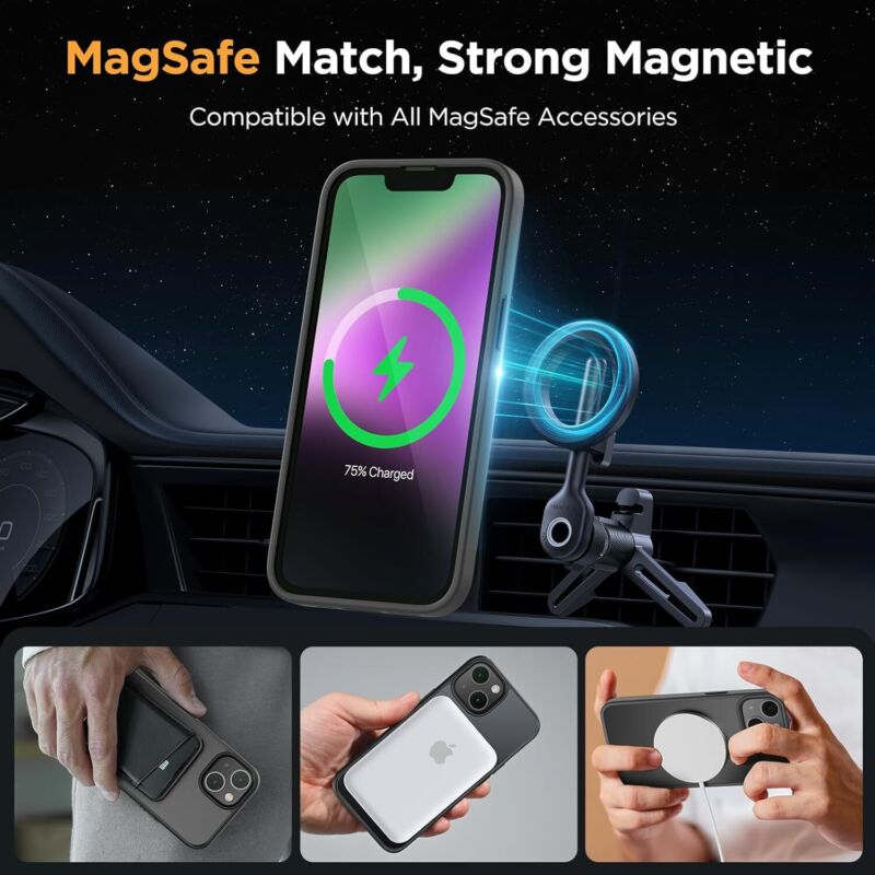 Miracase Magnetic Series for iPhone 14 Case [Compatible with MagSafe] [with 2X Screen Protectors] Military-Grade Protection, Anti-Fingerprint, Slim Design Phone Case for iPhone 14, Graphite Black : Cell Phones & Accessories