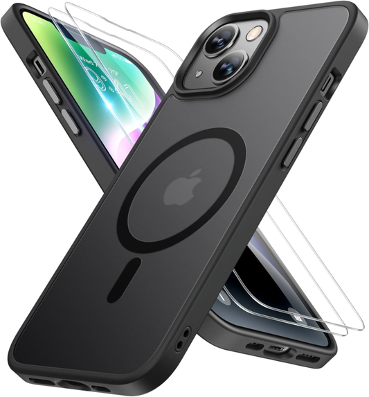 Miracase Magnetic Series for iPhone 14 Case [Compatible with MagSafe] [with 2X Screen Protectors] Military-Grade Protection, Anti-Fingerprint, Slim Design Phone Case for iPhone 14, Graphite Black : Cell Phones & Accessories