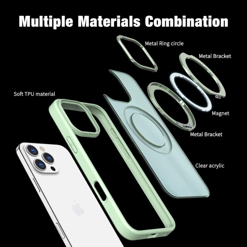 Bonkier for iPhone 16 Pro Case with Screen Protector & Lens Protector [15 FT Military Drop Protection] Magnetic Kickstand Compatible with MagSafe Slim Translucent Case (Black) : Cell Phones & Accessories