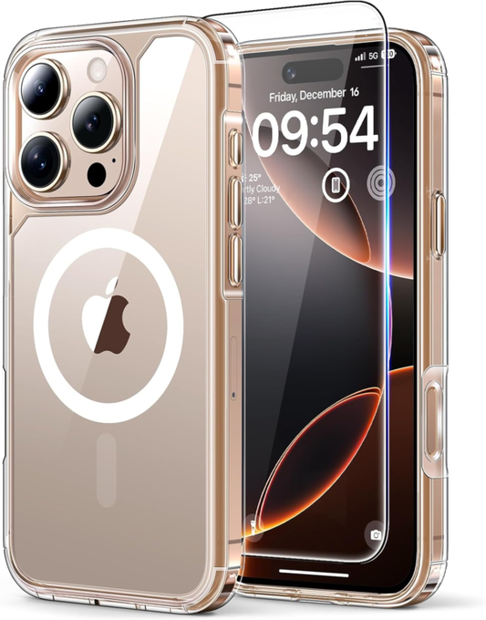 TAURI 3 in 1 for iPhone 16 Pro Max Case, Compatible with MagSafe [Not-Yellowing] with 2X Screen Protectors, Military-Grade Protection, Shockproof Slim Magnetic Case for 16 ProMax 6.9", Clear : Cell Phones & Accessories